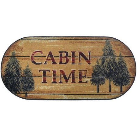 MAYBERRY RUG Mayberry Rug CC10453 20X44 20 x 44 in. Oval Cozy Cabin Pine Cabin Printed Nylon Kitchen Mat & Rug CC10453 20X44